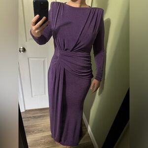 SHEIN Elegant Sheer Bodycon Purple Long Sleeve Dress or stretchy maternity dress